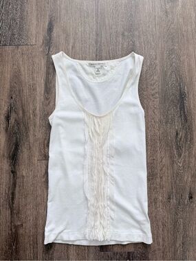 Banana Republic White Ruffle-Trim Tank Top